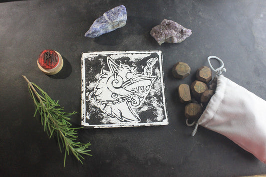 🐺 Fenrir enchaîné Mini tirage d’art en linogravure – Édition limitée à 20 exemplaires - ScarletWolf